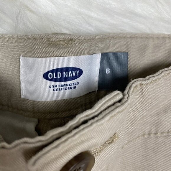 Old Navy Adjustable Waist Chino Shorts Boy’s Size 8 Light Khaki School Uniform - Picture 2 of 6